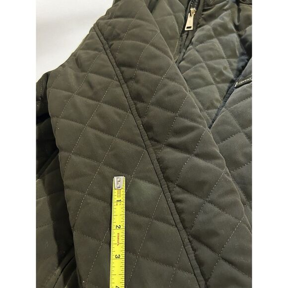 Laundry Shelli Segal Quilted Coat Women’s Medium Detachable Hood Green + Stain** - Picture 16 of 16